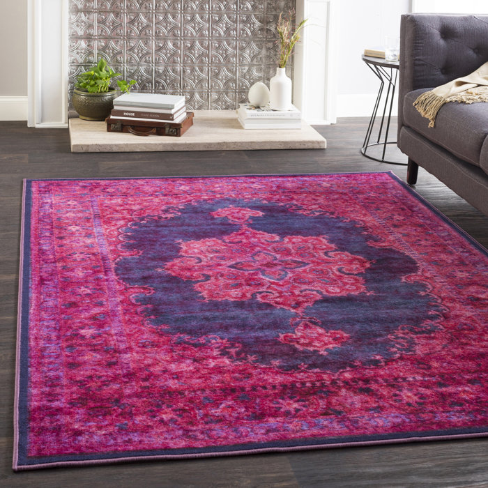 Bungalow Rose Almon Distressed Oriental Bright Pink/Dark Purple Area